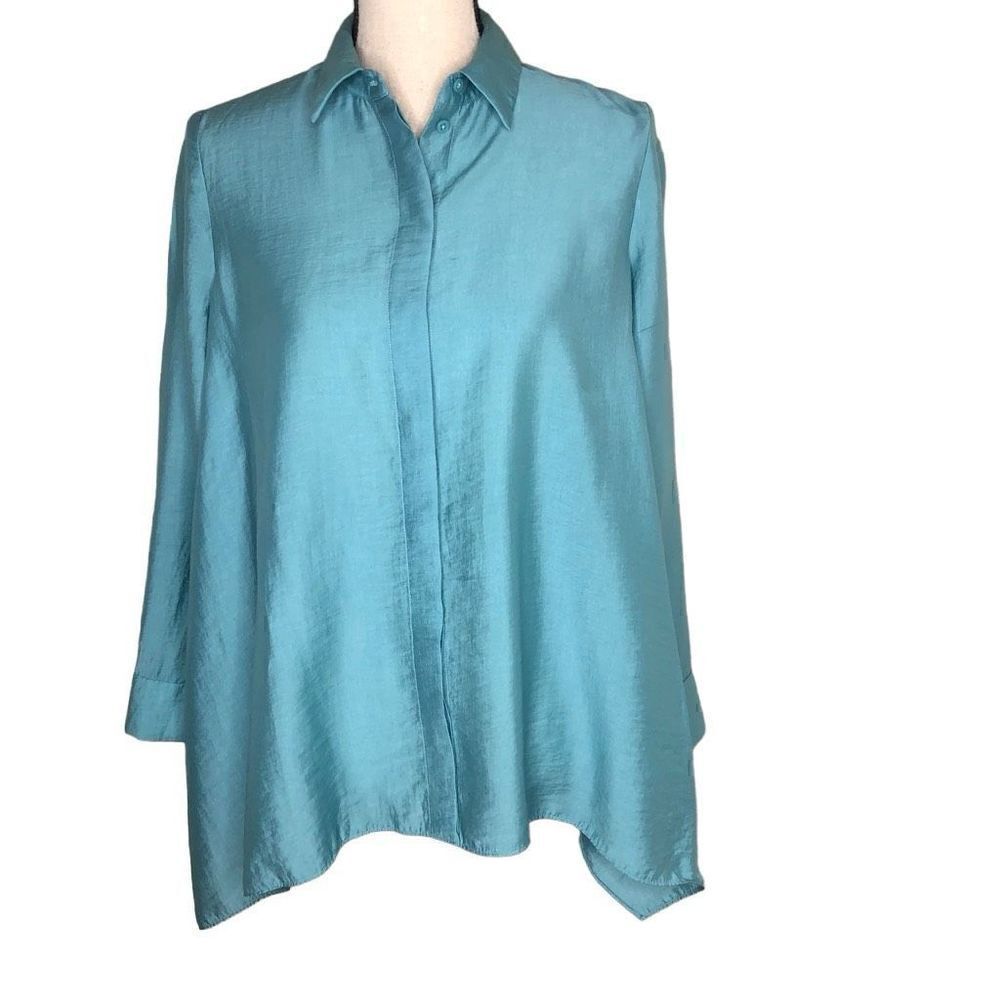 COS Aqua Oversized High Low Top Size 4